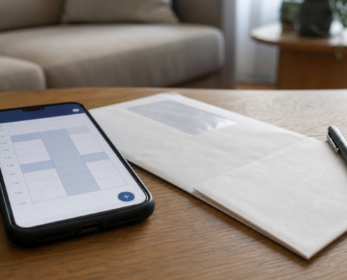 Celular com agenda vazia sobre a mesa, representando o prazo máximo de atendimento do plano de saúde